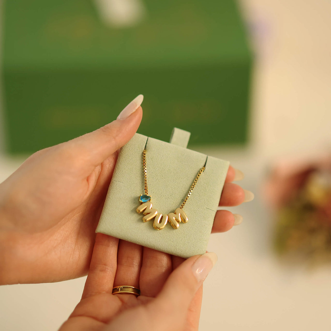 Gift For Mum / Bubble Letter Mama Birth Stone Charm Necklace
