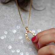 Lucky Horseshoe Necklace With Star And Heart Crystals