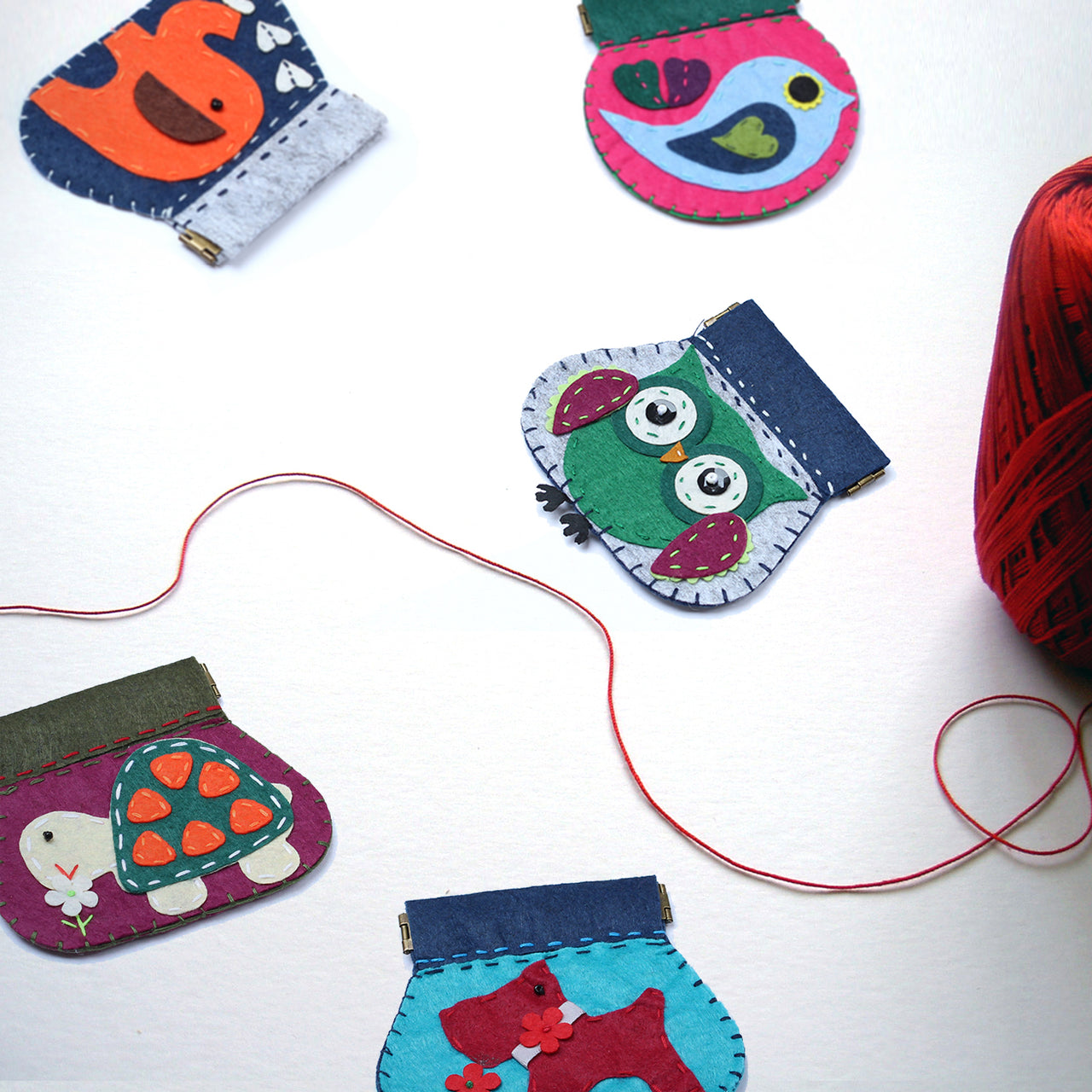 Animal Embroidery Handmade Felt Coin Purse