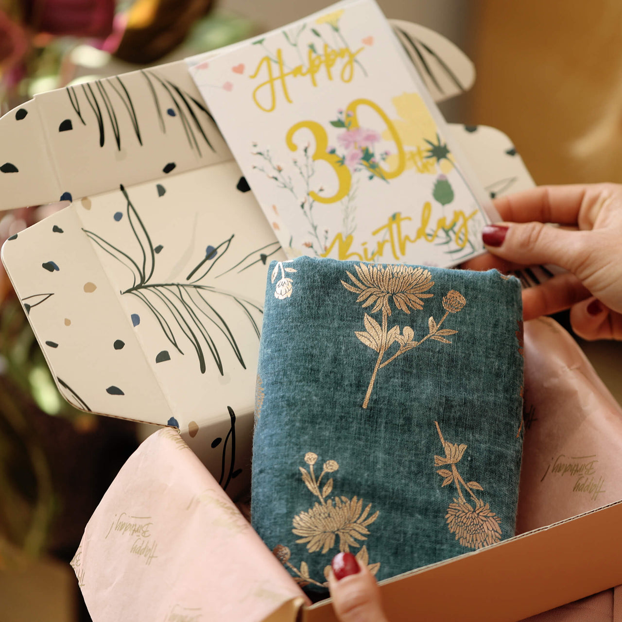 30th Birthday Milestone Birth Flower Gift Boxed Scarf