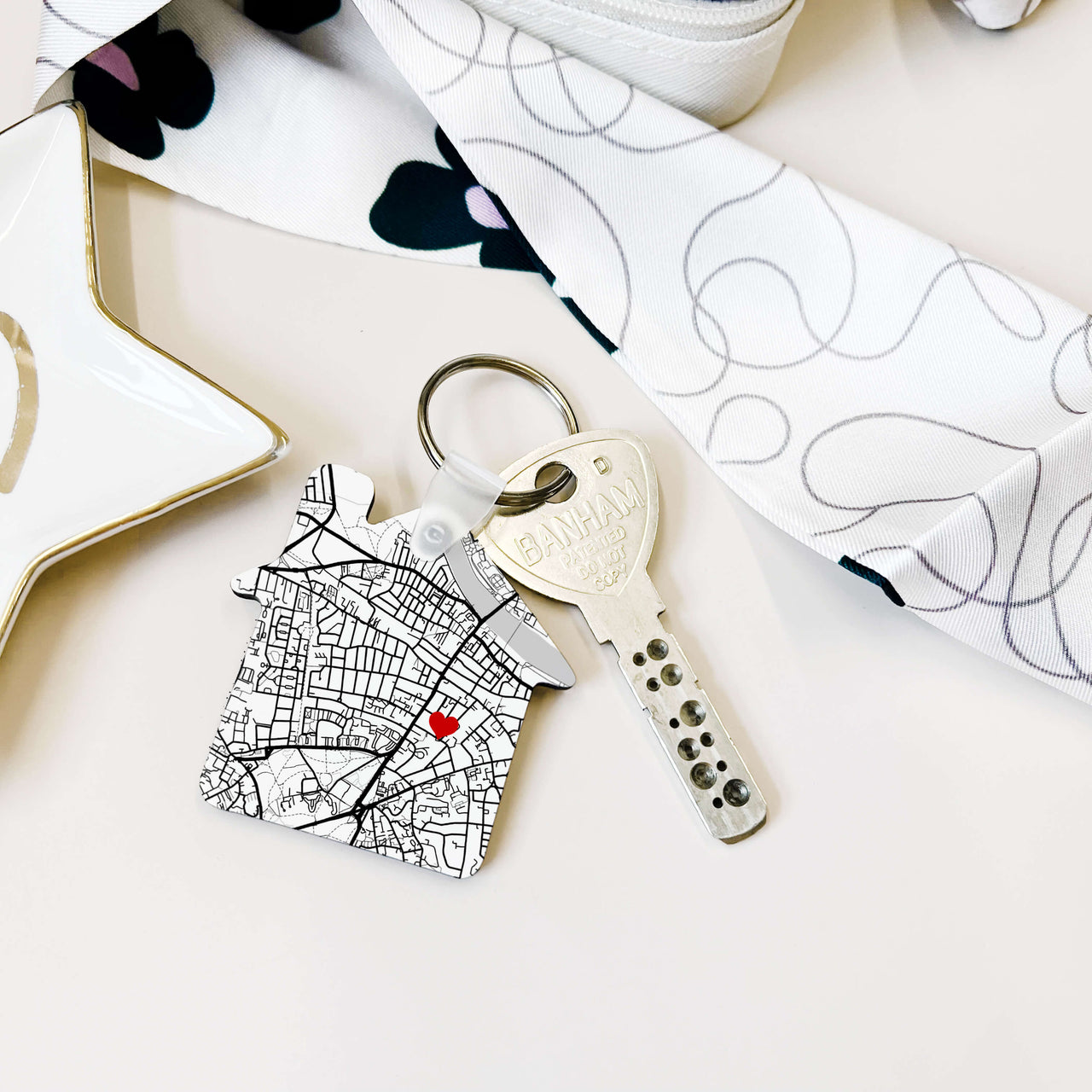 Personalised New Home First Home Location Map Keyring