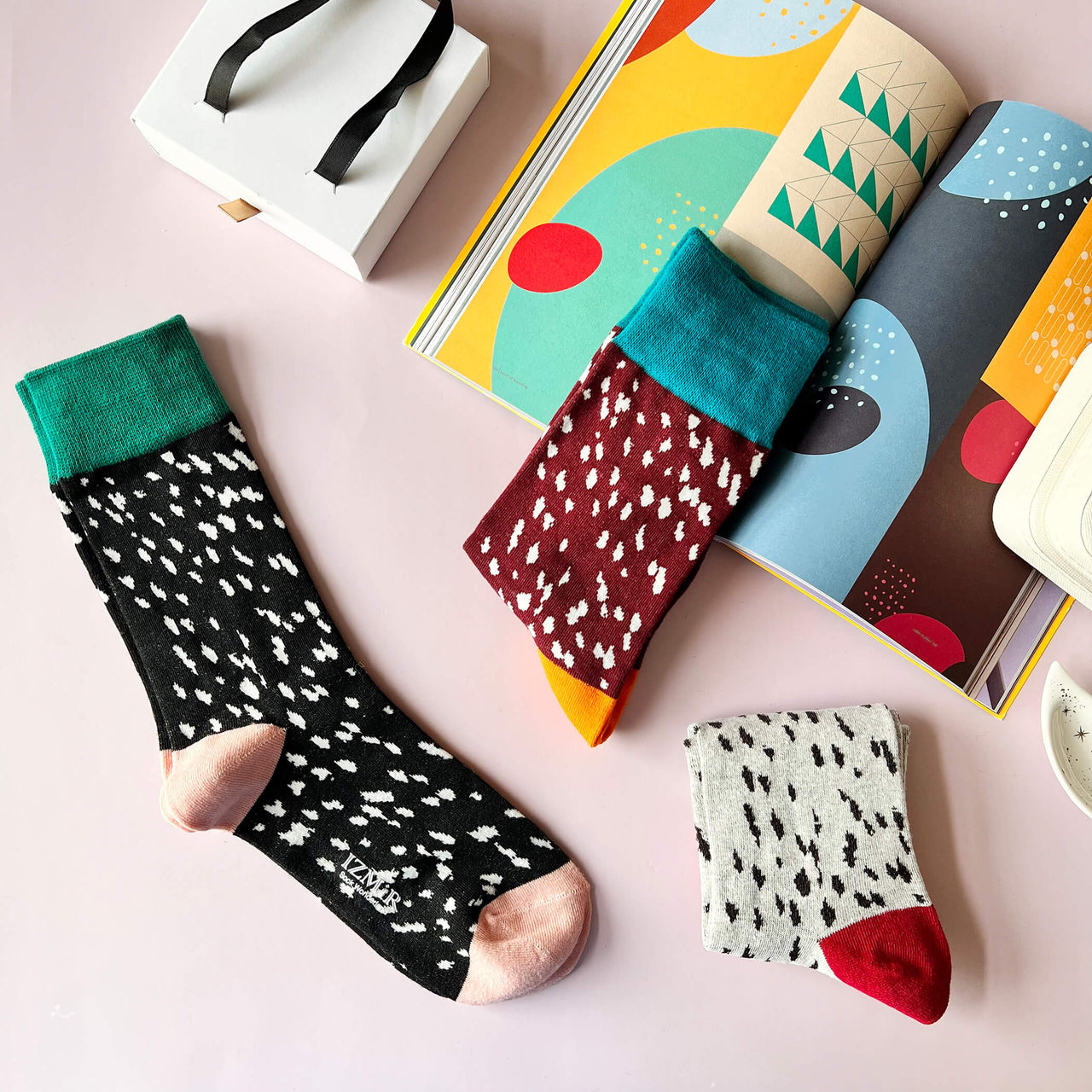 Personalised Dalmatian Colour Block Socks In A Box