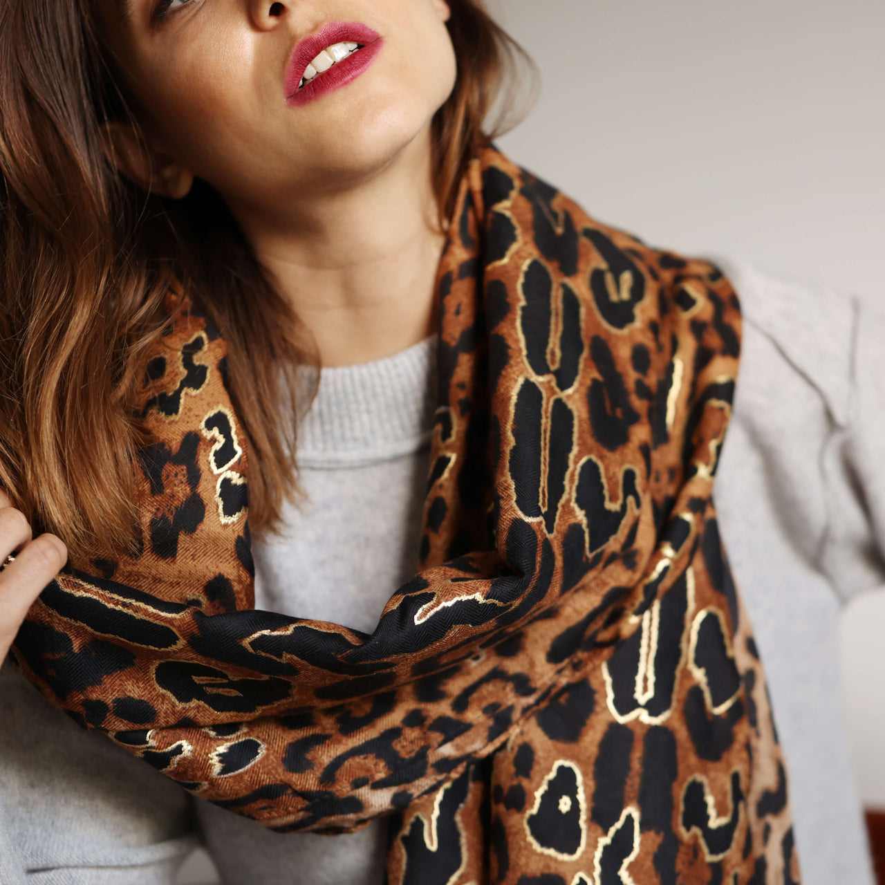 Personalised Leopard Spot Gold Foil Print Scarf