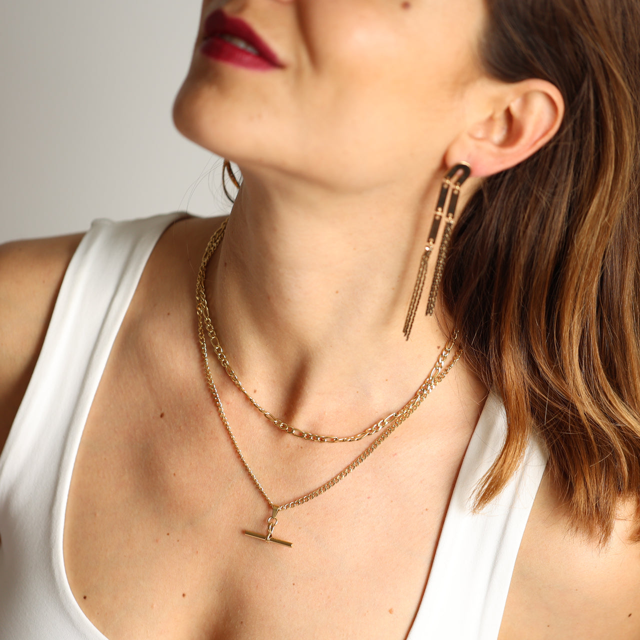 Statement Arched Chain Long Drop Earrings