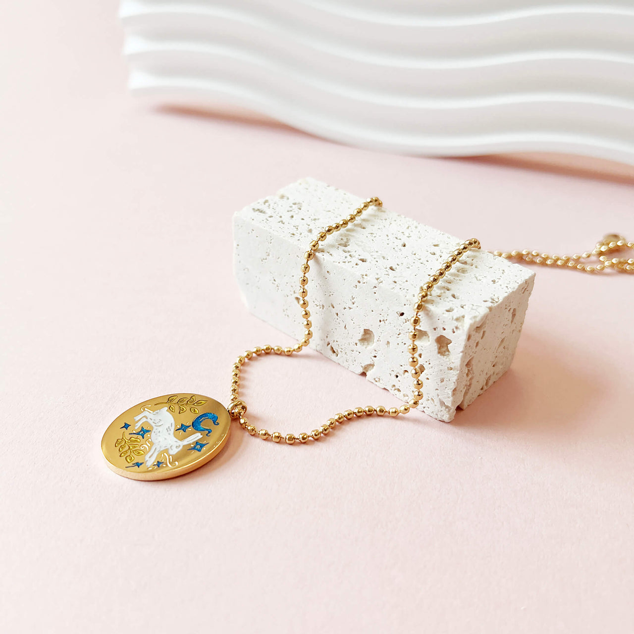 Personalised Floral Moon Bunny Hand Enamelled Pendant Necklace