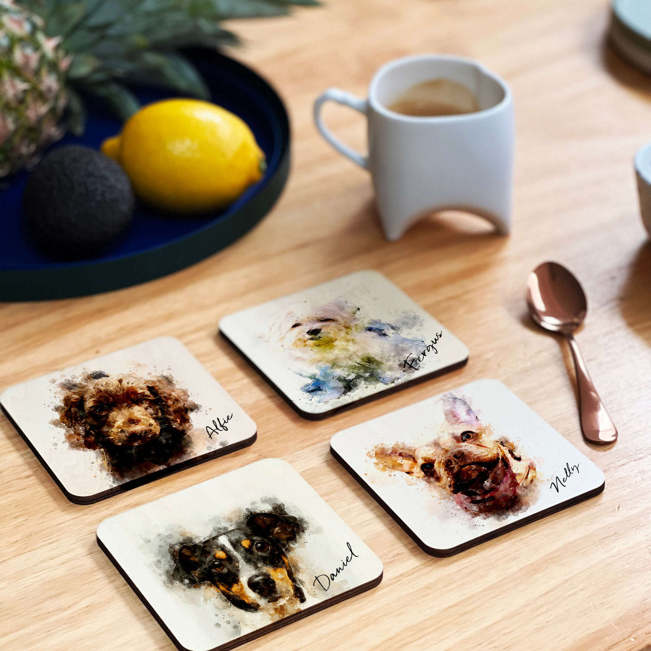 Personalised Dog Watercolour Photo Coasters