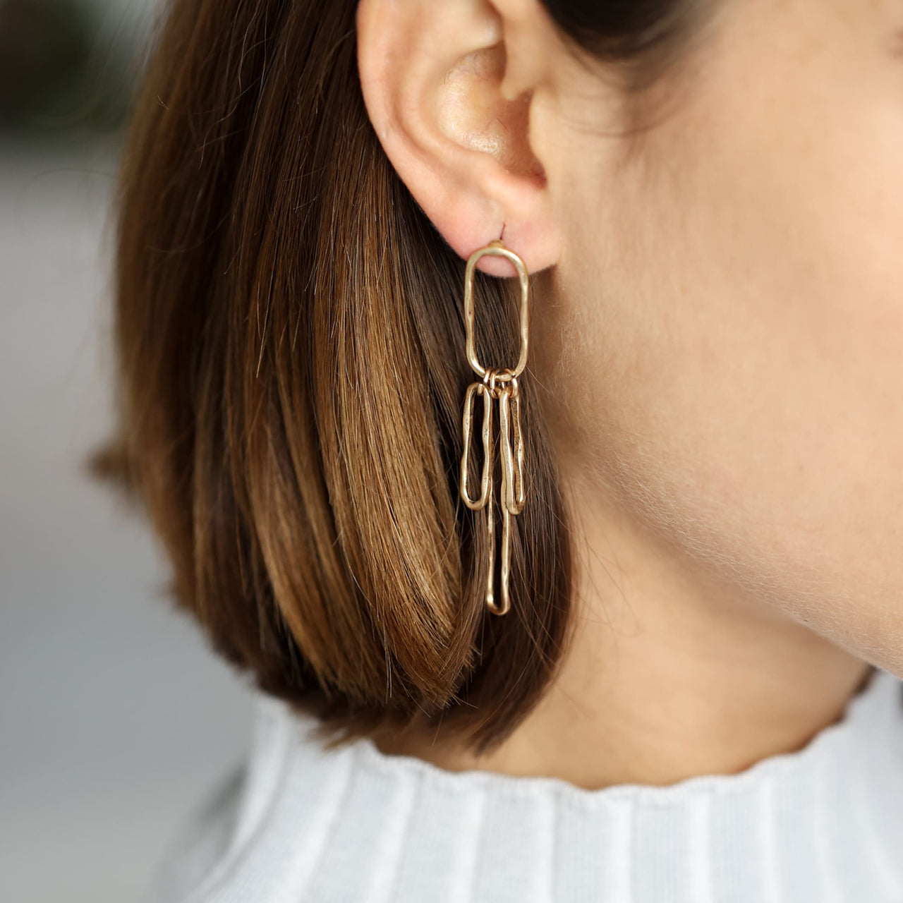 Hammered Links Drop Earrings