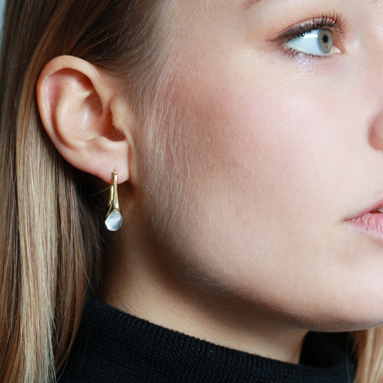 Gold Vermeil Polished Quartz Sterling Silver Drop Earrings