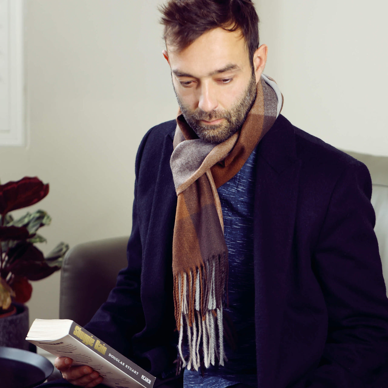 Men's Personalised Rusty Check Scarf