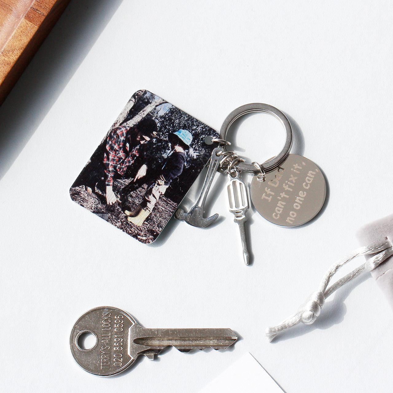 'Dad Can Fix It' Steel Photo Keyring Letterbox Gift