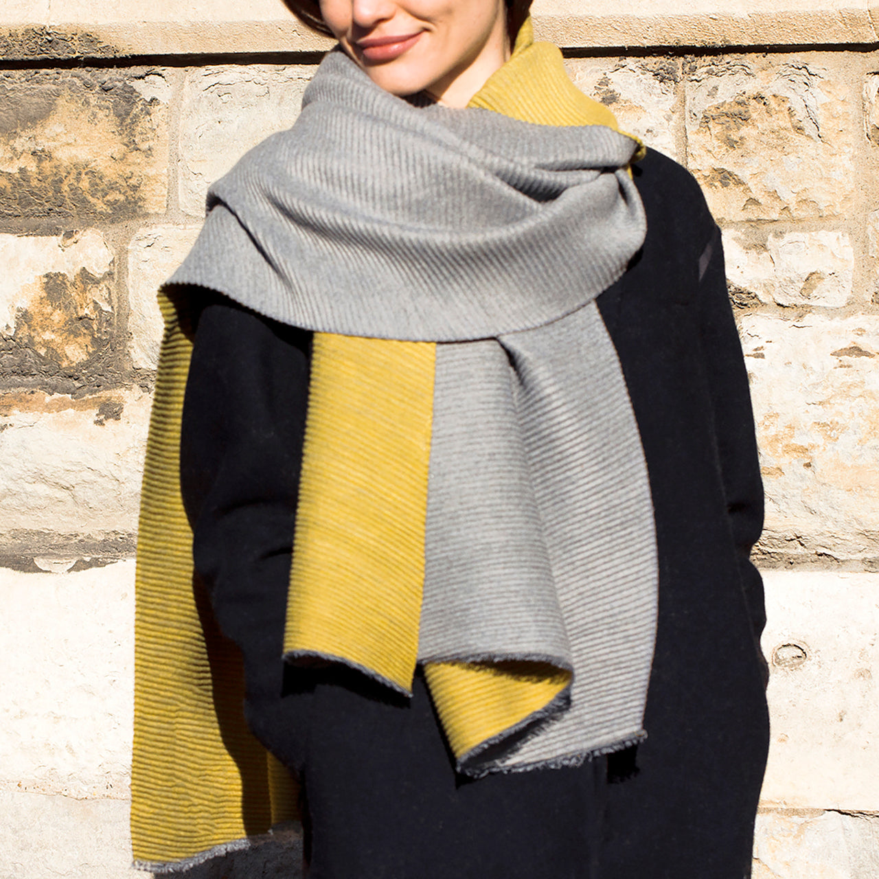 Personalised Reversible Pleated Cashmere Scarf Shawl