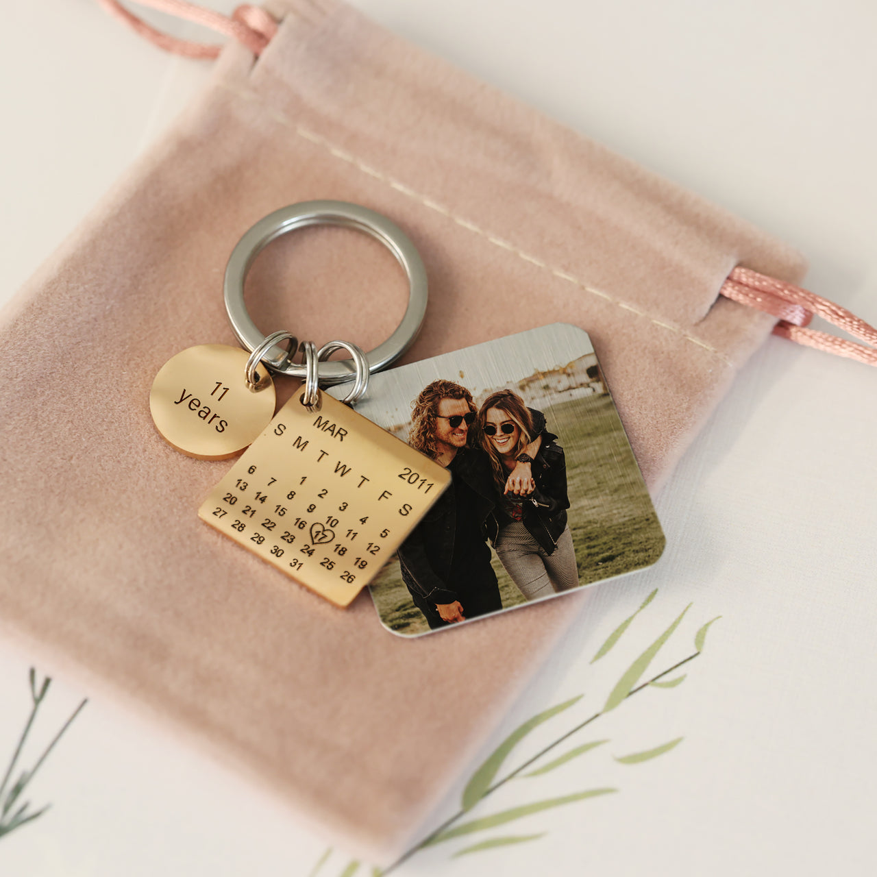 Engraved Calendar Anniversary Keyring Letterbox Gift