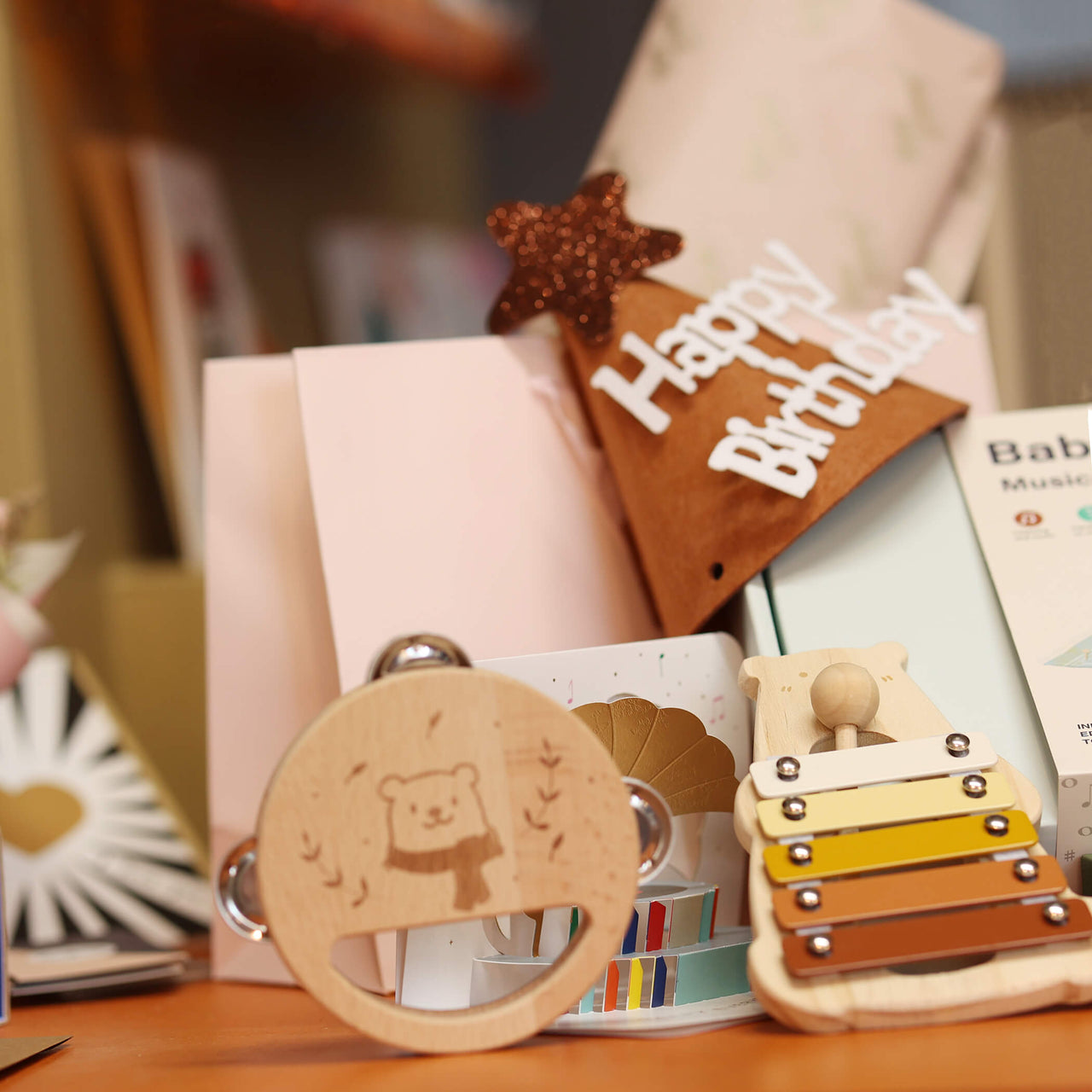 Four Piece Wooden Instrument Music Set In Gift Box