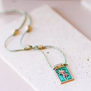 Palm Tree Enamelled Beach Pendant Cord Necklace