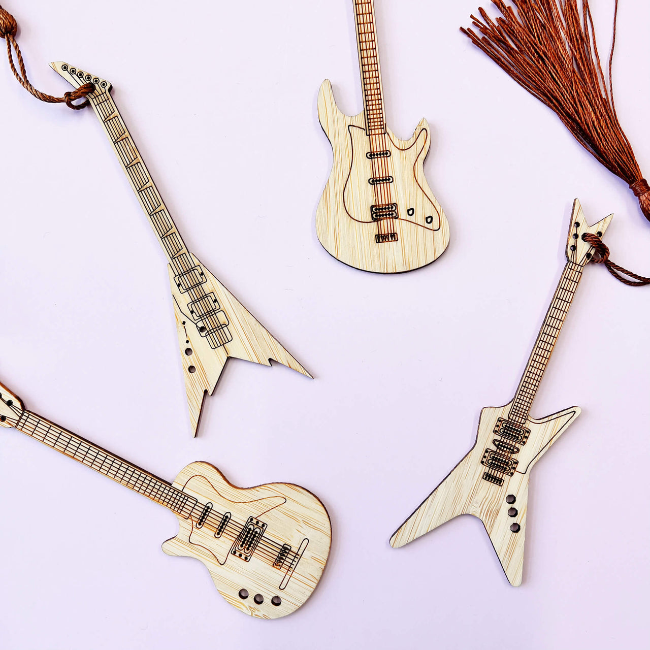 Personalised Men's Wooden Electric Guitar Bookmark