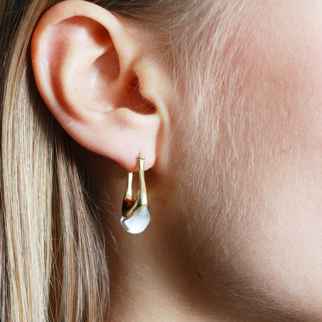 Gold Vermeil Polished Quartz Sterling Silver Drop Earrings