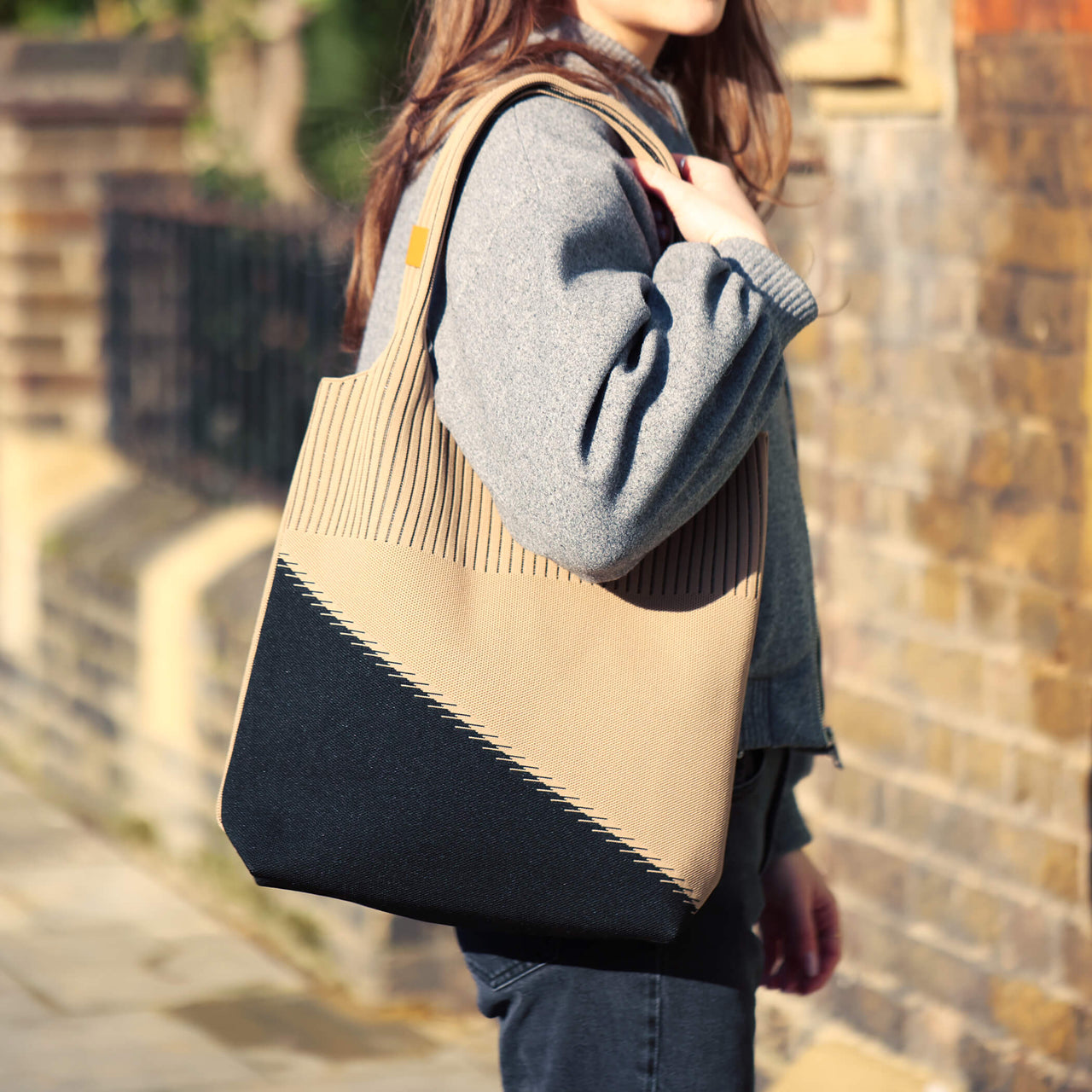 Colour Block Shoulder Shopper Tote Bag