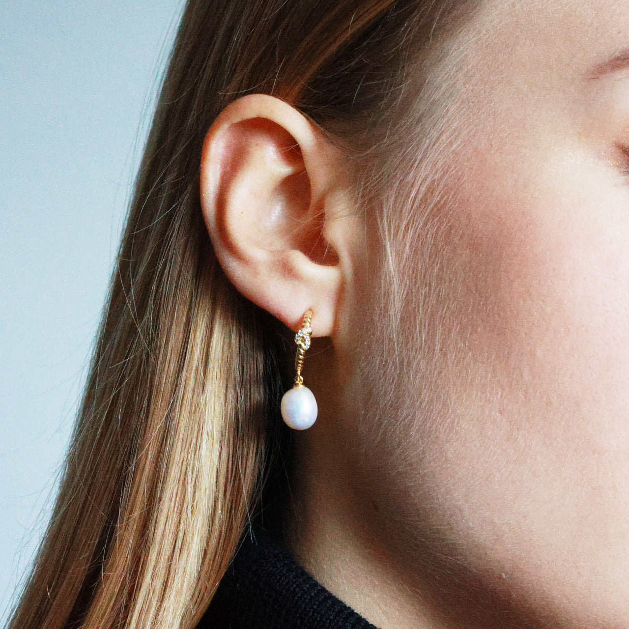 Gold Vermeil Pearl Drop Earrings With Cz Stones