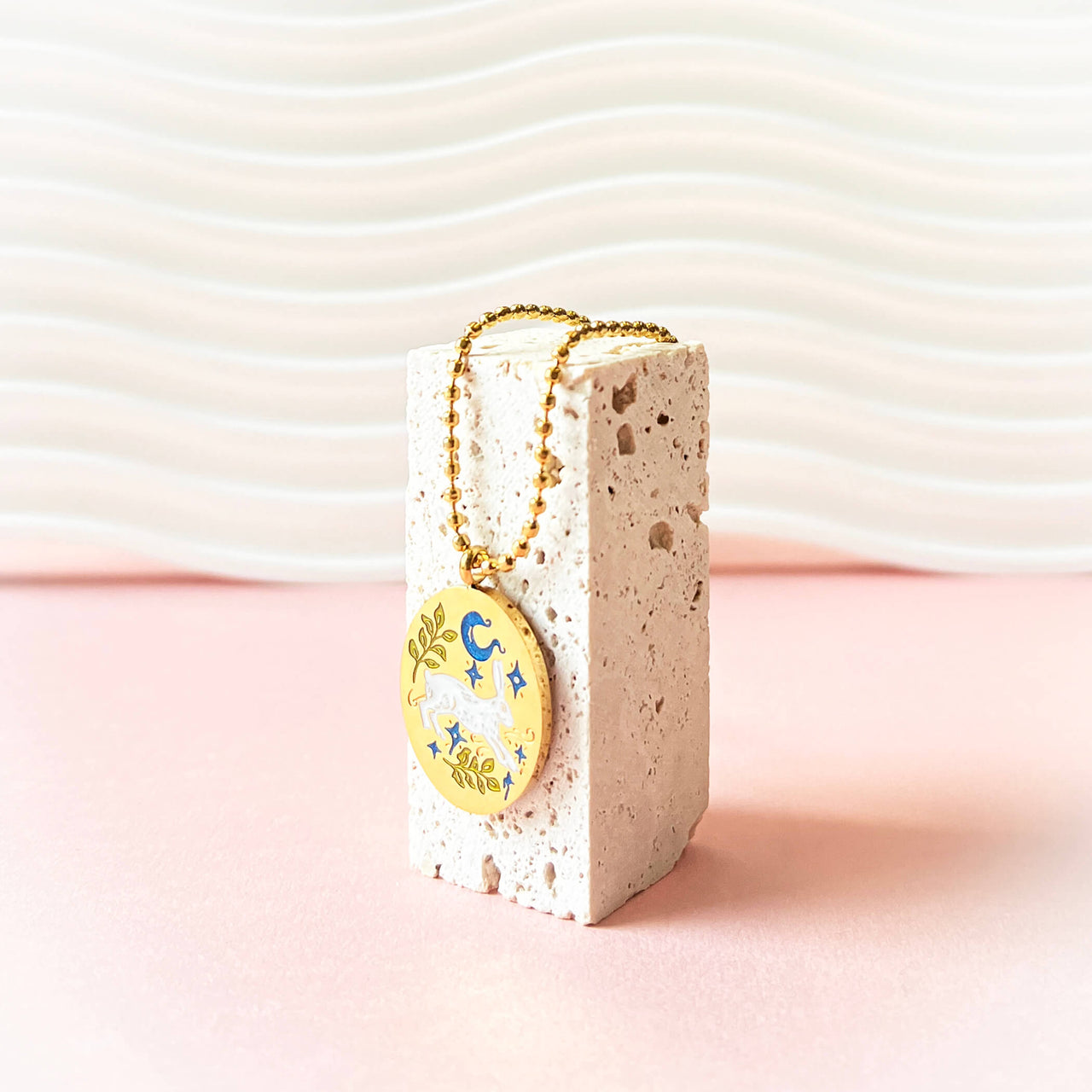 Personalised Floral Moon Bunny Hand Enamelled Pendant Necklace