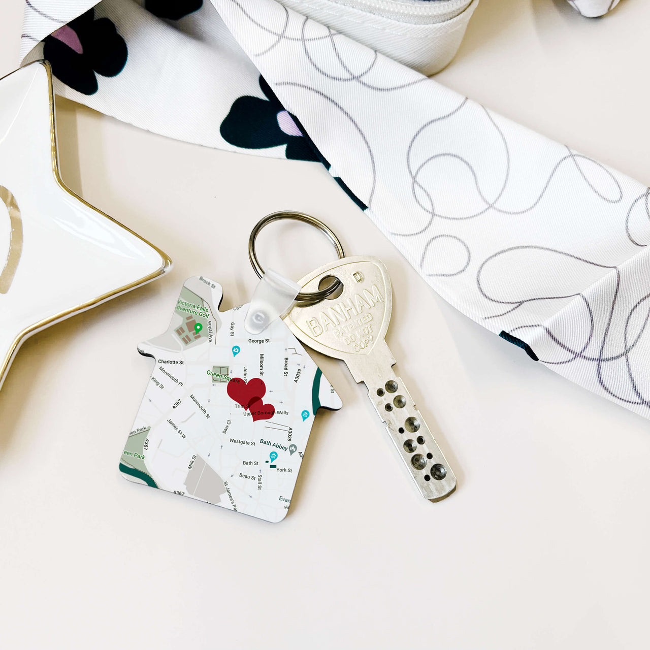 Personalised New Home First Home Location Map Keyring