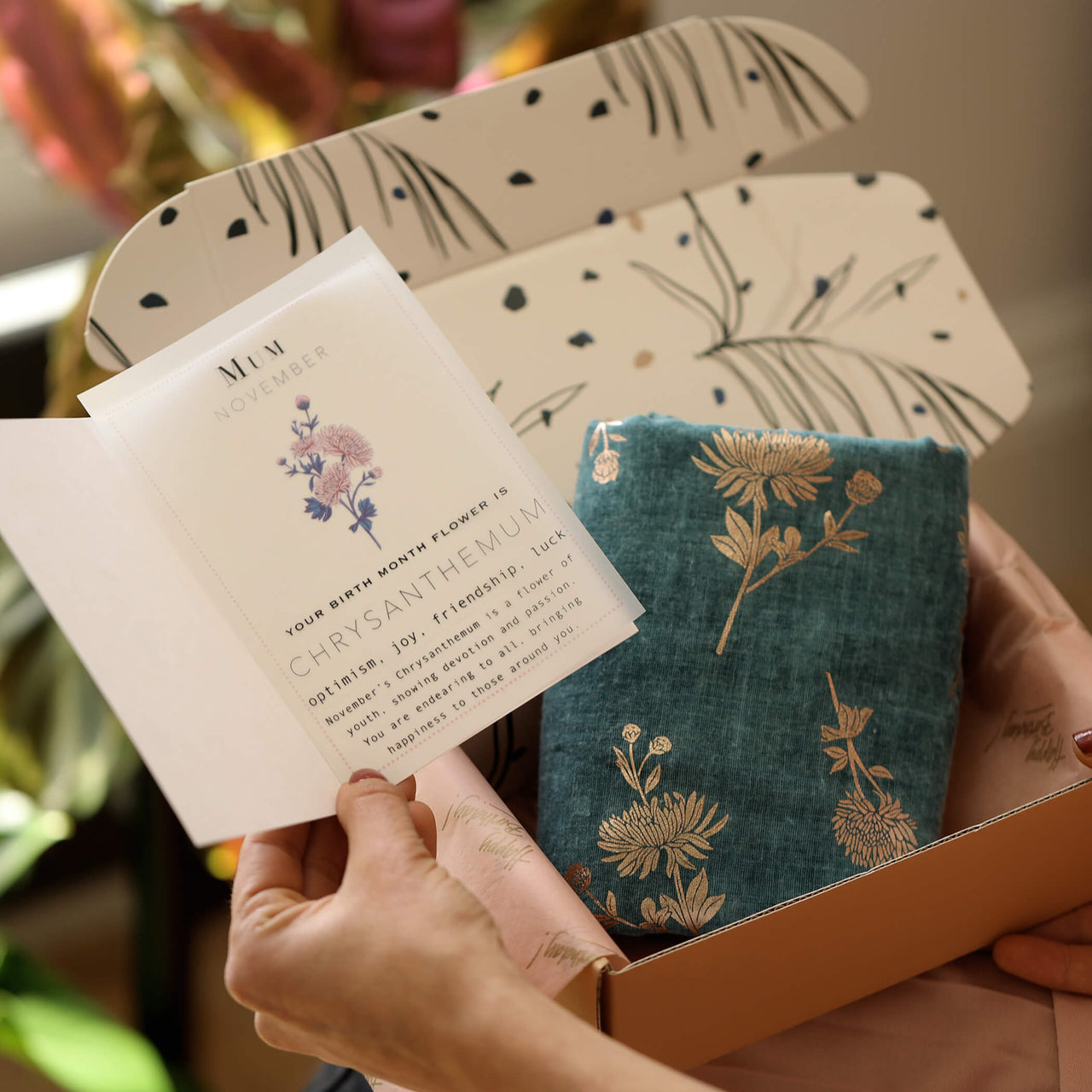 30th Birthday Milestone Birth Flower Gift Boxed Scarf