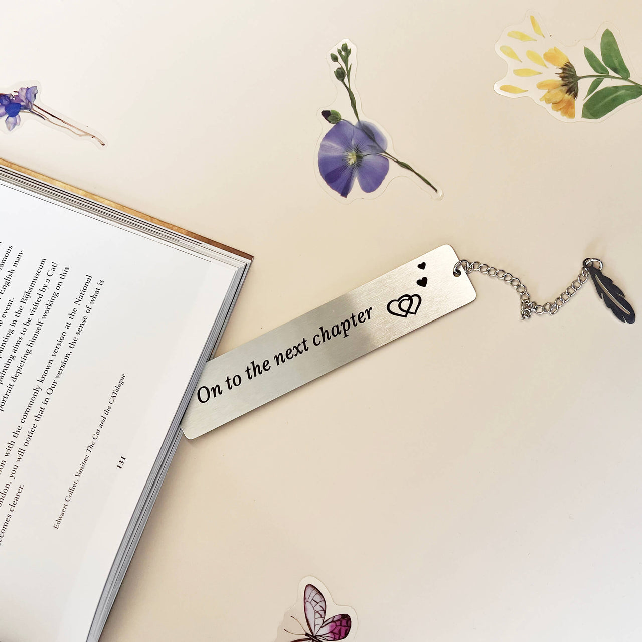 'A New Chapter Begins…' Bookmark With Feather Charm