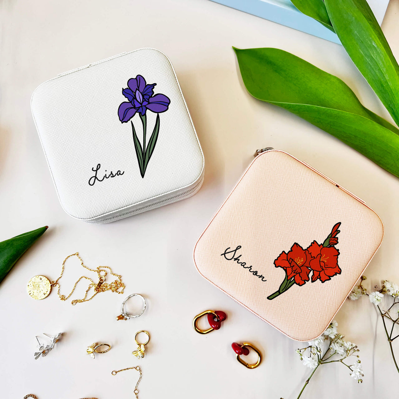 Birth Flower Travel Sized Jewellery Organiser