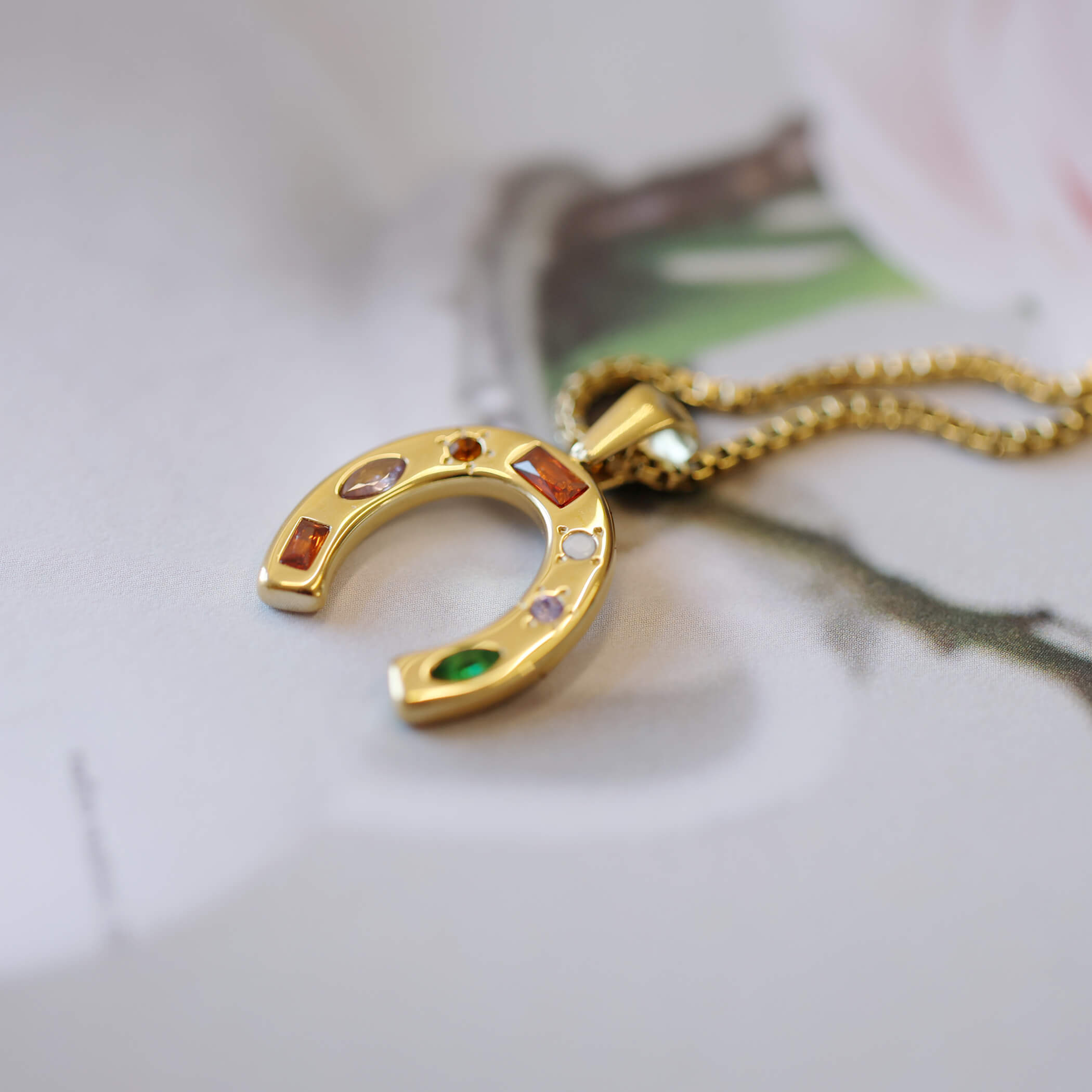 Lucky Horseshoe Necklace With Star And Heart Crystals