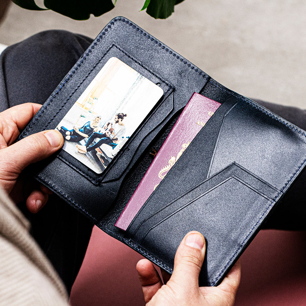 Leather Travel Passport Holder With Metal Photo Insert