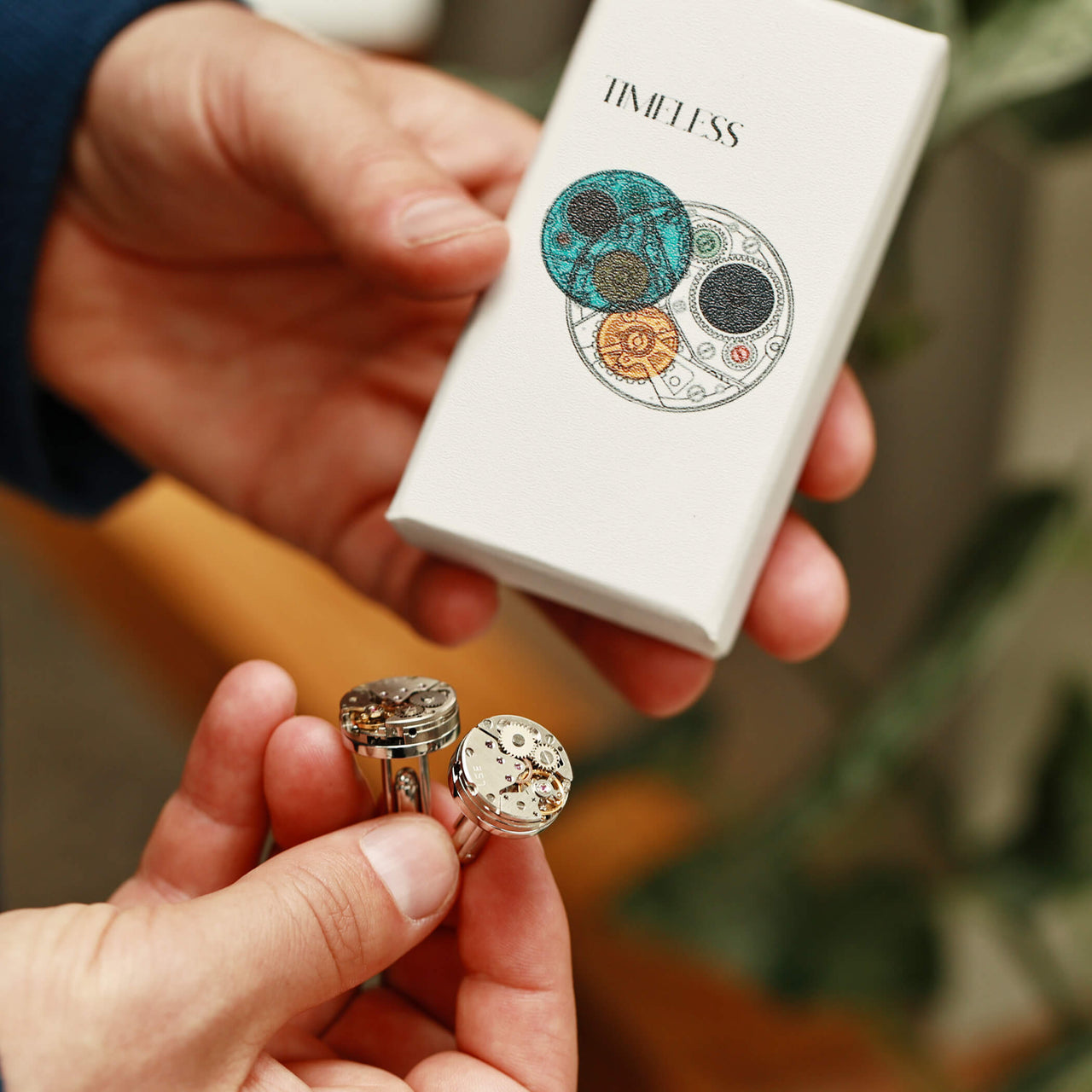 Timeless Watch Mechanism Cufflinks In A Box