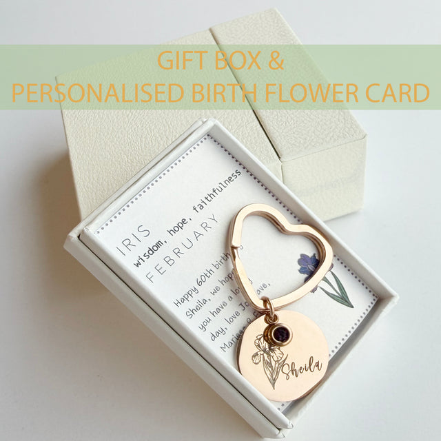 Personalised Birth Flower Keyring