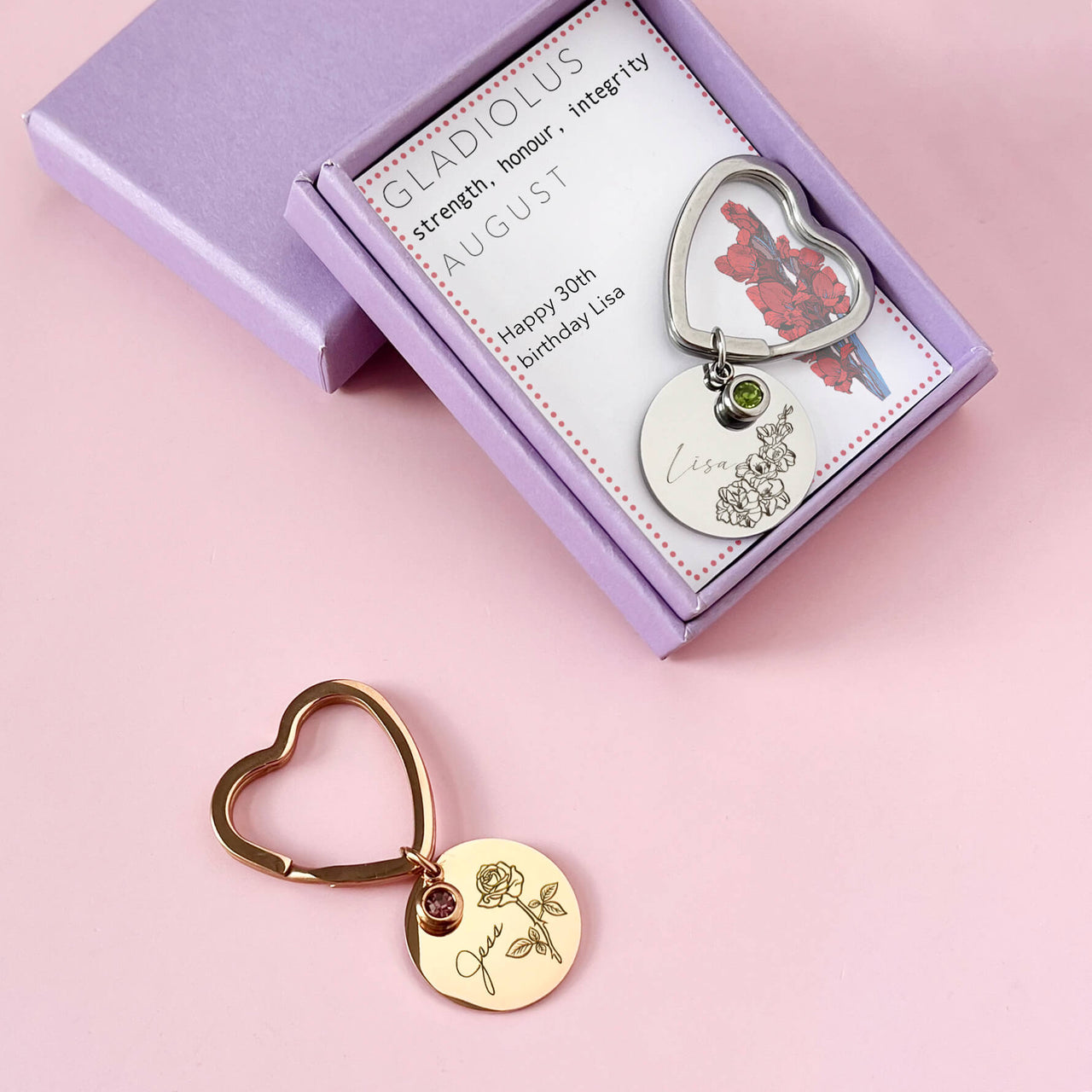 Personalised Birth Flower Keyring