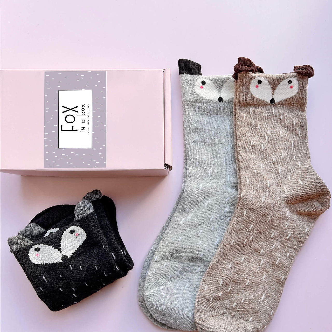 Fox In A Box Three Pairs Of Socks Gift Set