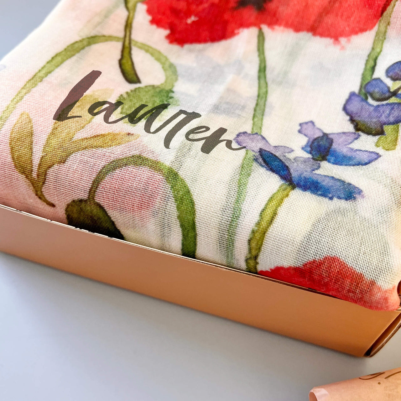 Personalised Poppy Print Scarf