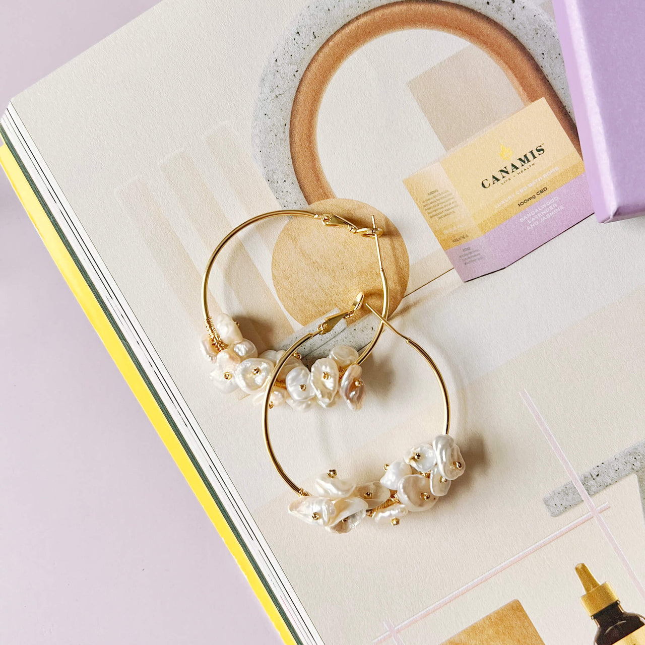 Keshi Pearl Cluster Large Hoop Earrings In A Box