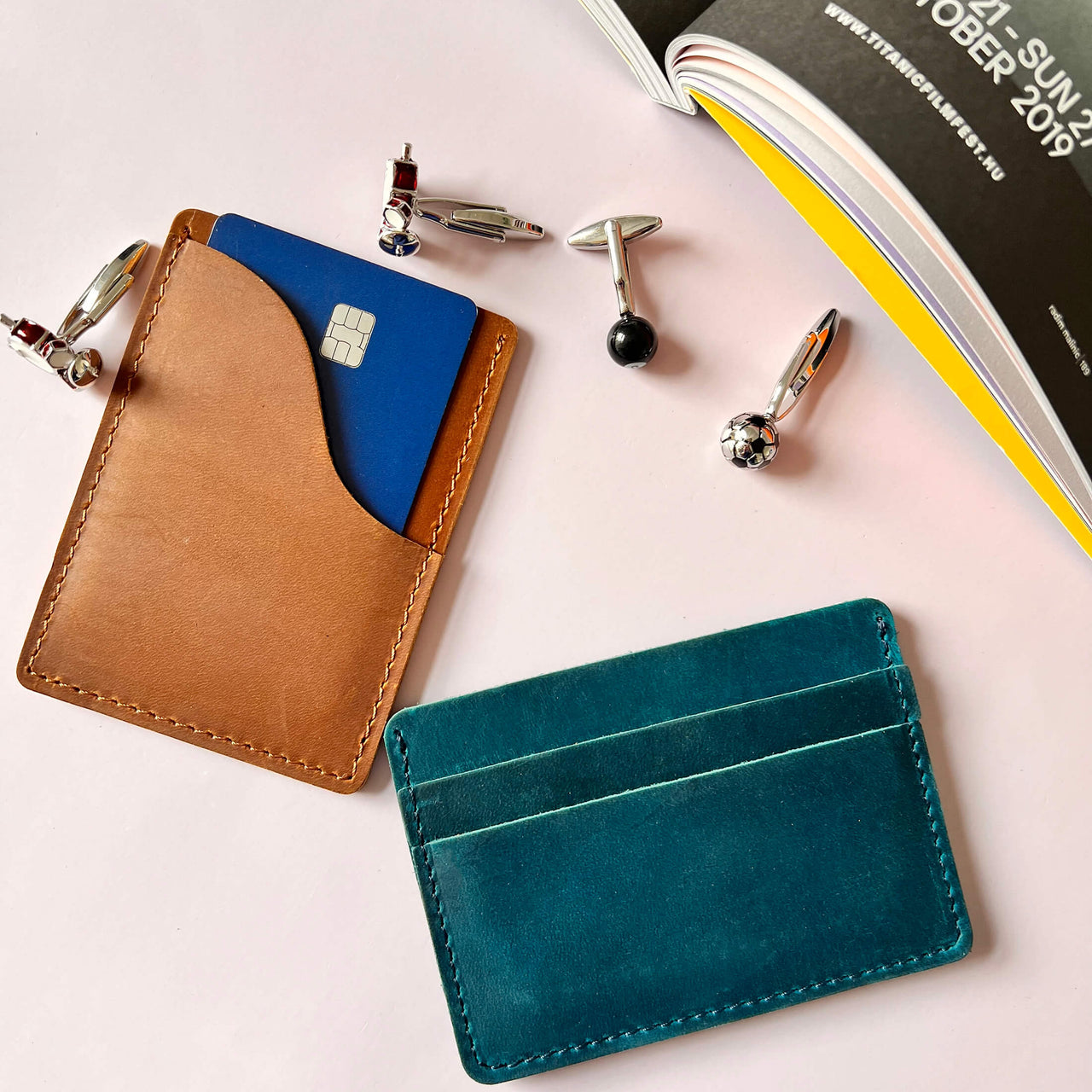 Genuine Leather Card Holder Five Slots Slim Design