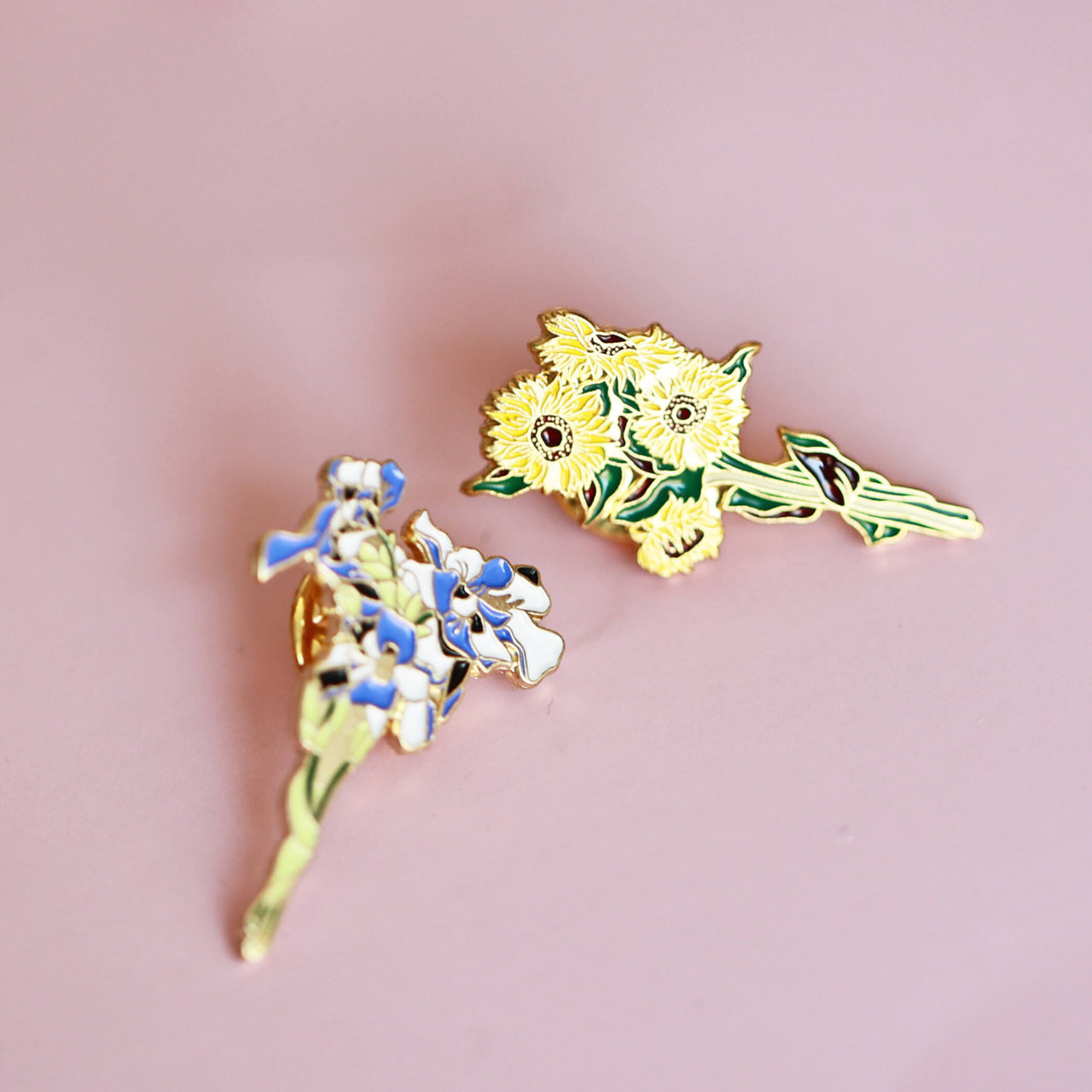 Iris Flower Bunch Enamelled Brooch Pin