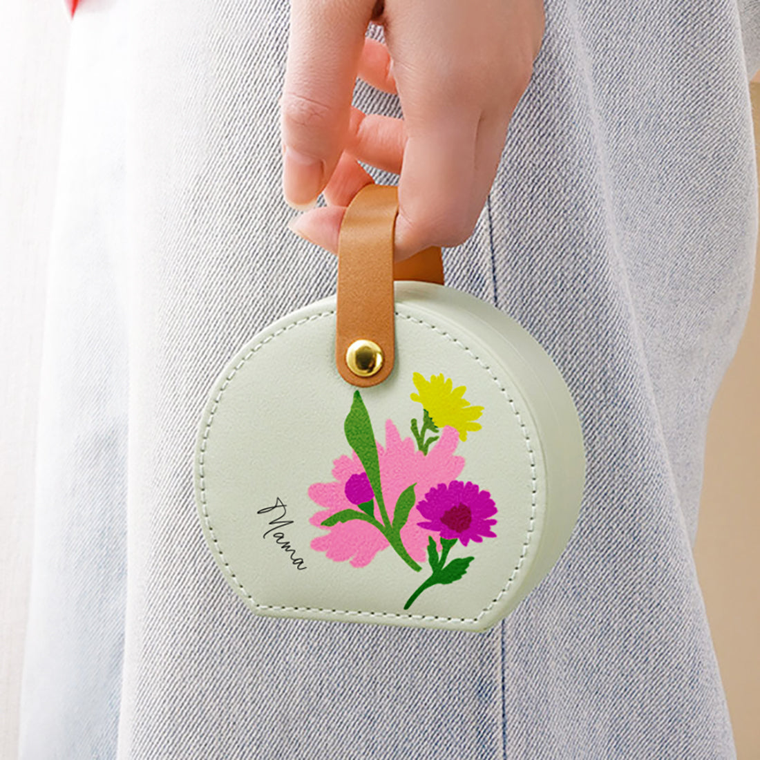 Birth Flower Travel Jewellery Case