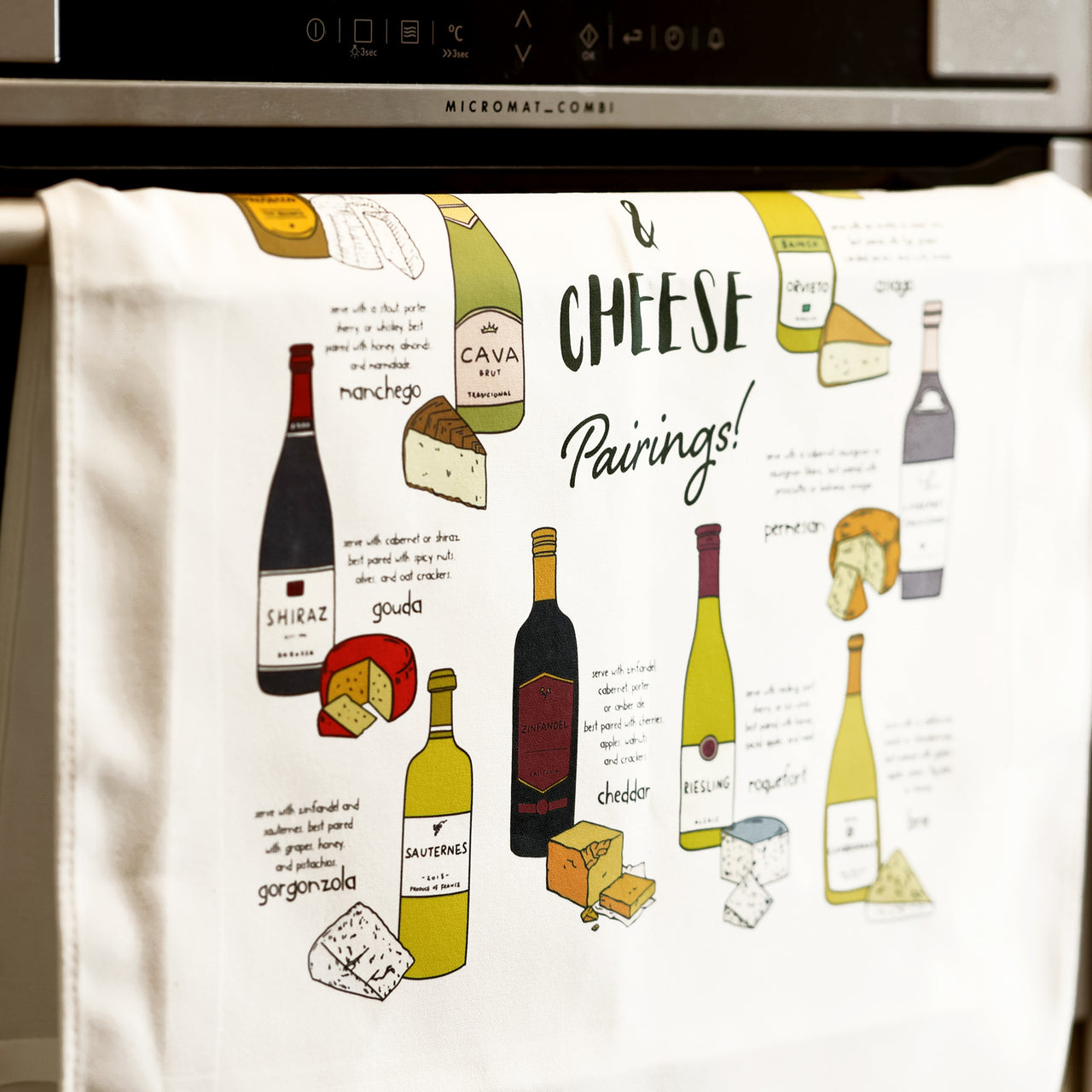 Wine And Cheese Pairings Personalised Tea Towel