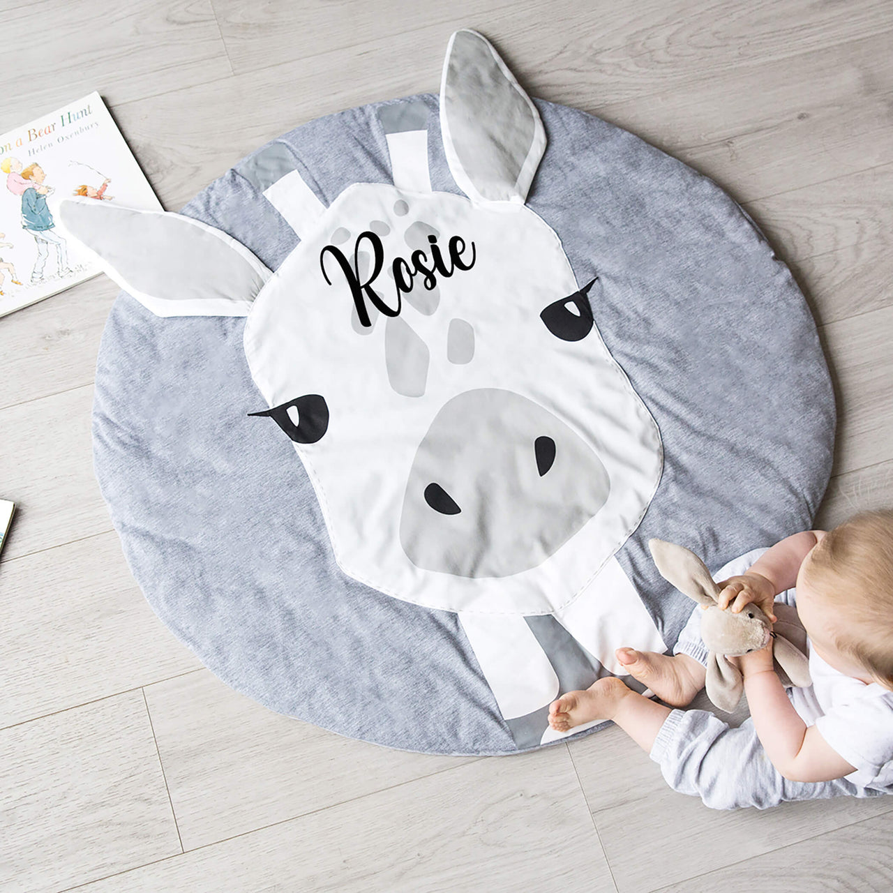 Personalised Giraffe Face Baby Play Mat | Gift for Newborn Baby Boy Girl |