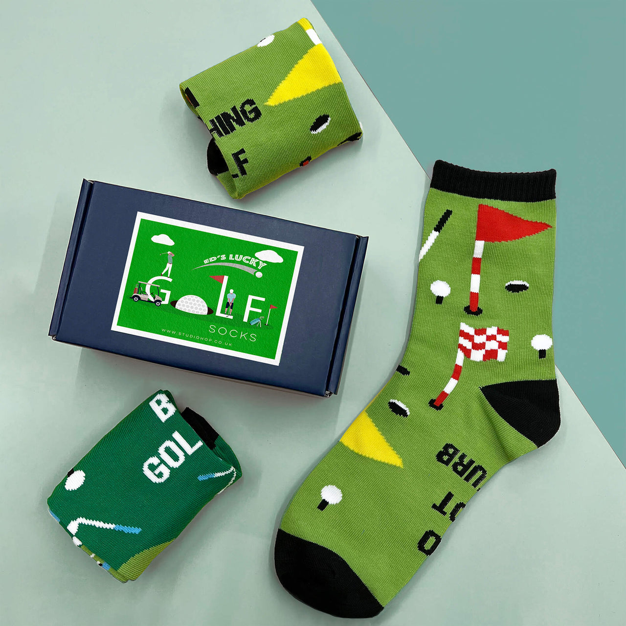Personalised Men's Golf 2 Pairs of Socks In A Box