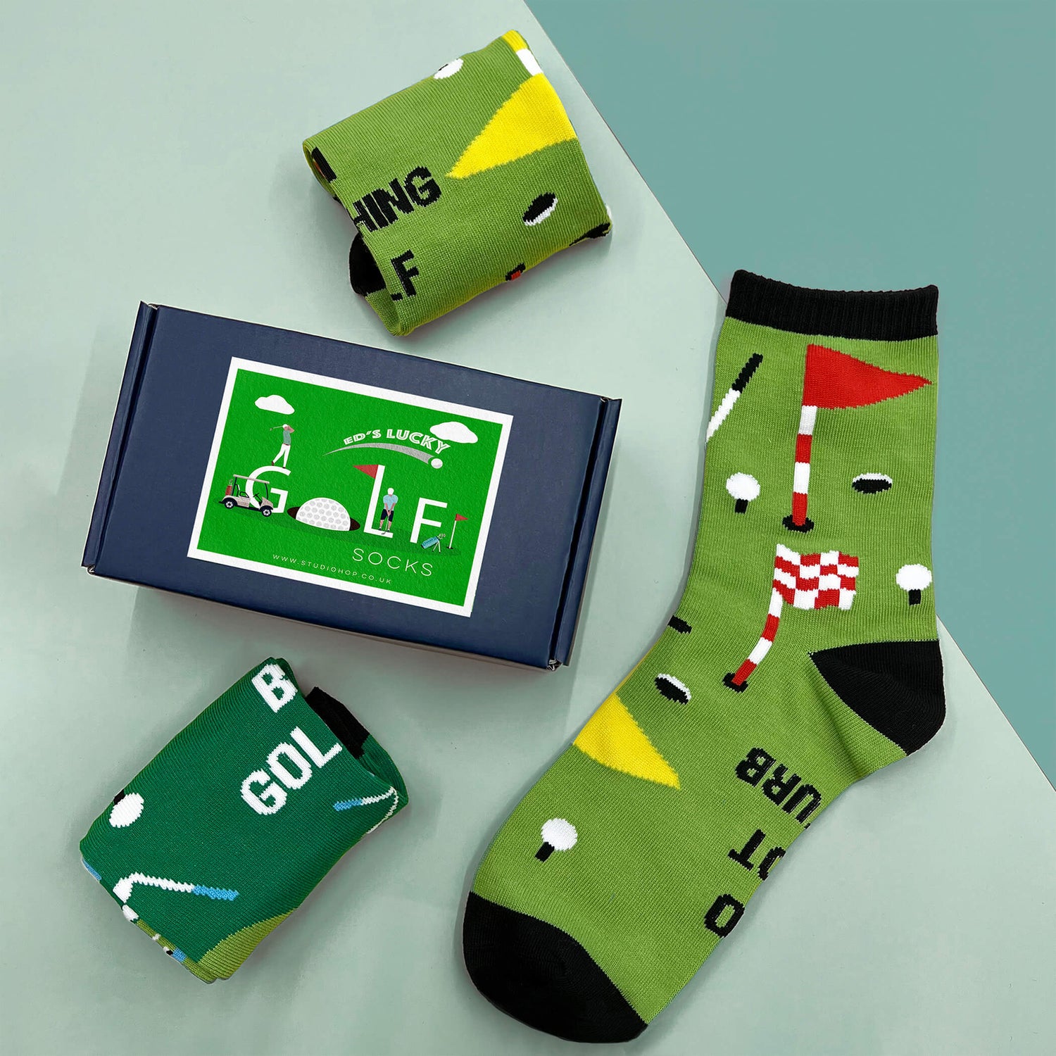 Personalised ' s Golf Two Pairs Socks Box