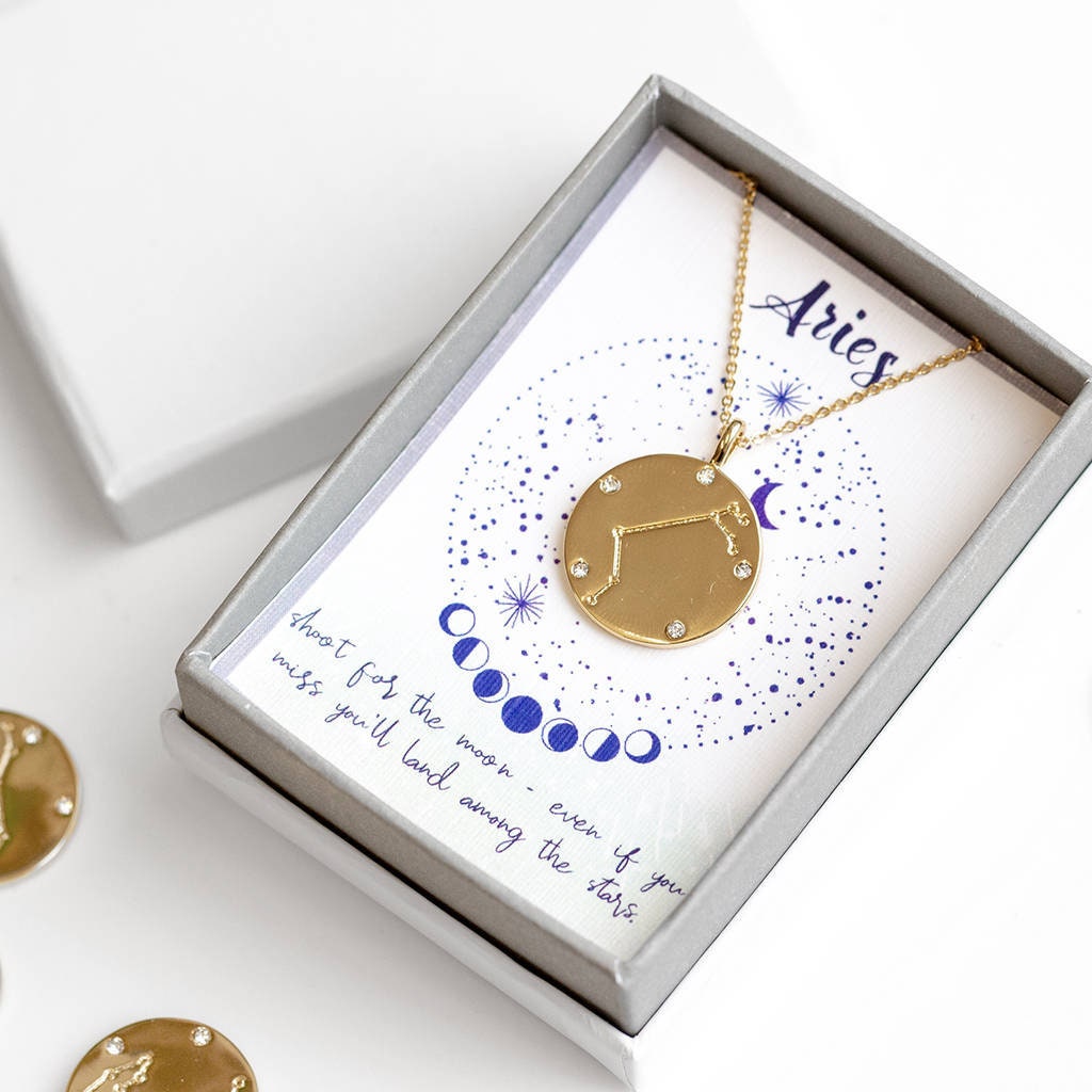 Constellation Zodiac CZ Necklace | Gift Boxed | Aries Taurus Gemini Cancer Leo Virgo Libra Scorpio Sagittarius Capricorn Aquarius Pisces