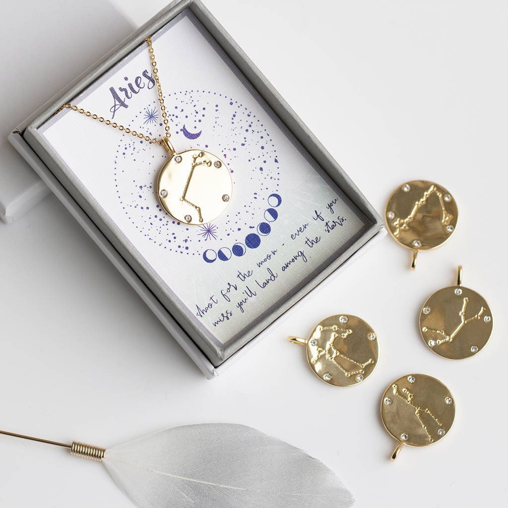 Constellation Zodiac CZ Necklace | Gift Boxed | Aries Taurus Gemini Cancer Leo Virgo Libra Scorpio Sagittarius Capricorn Aquarius Pisces
