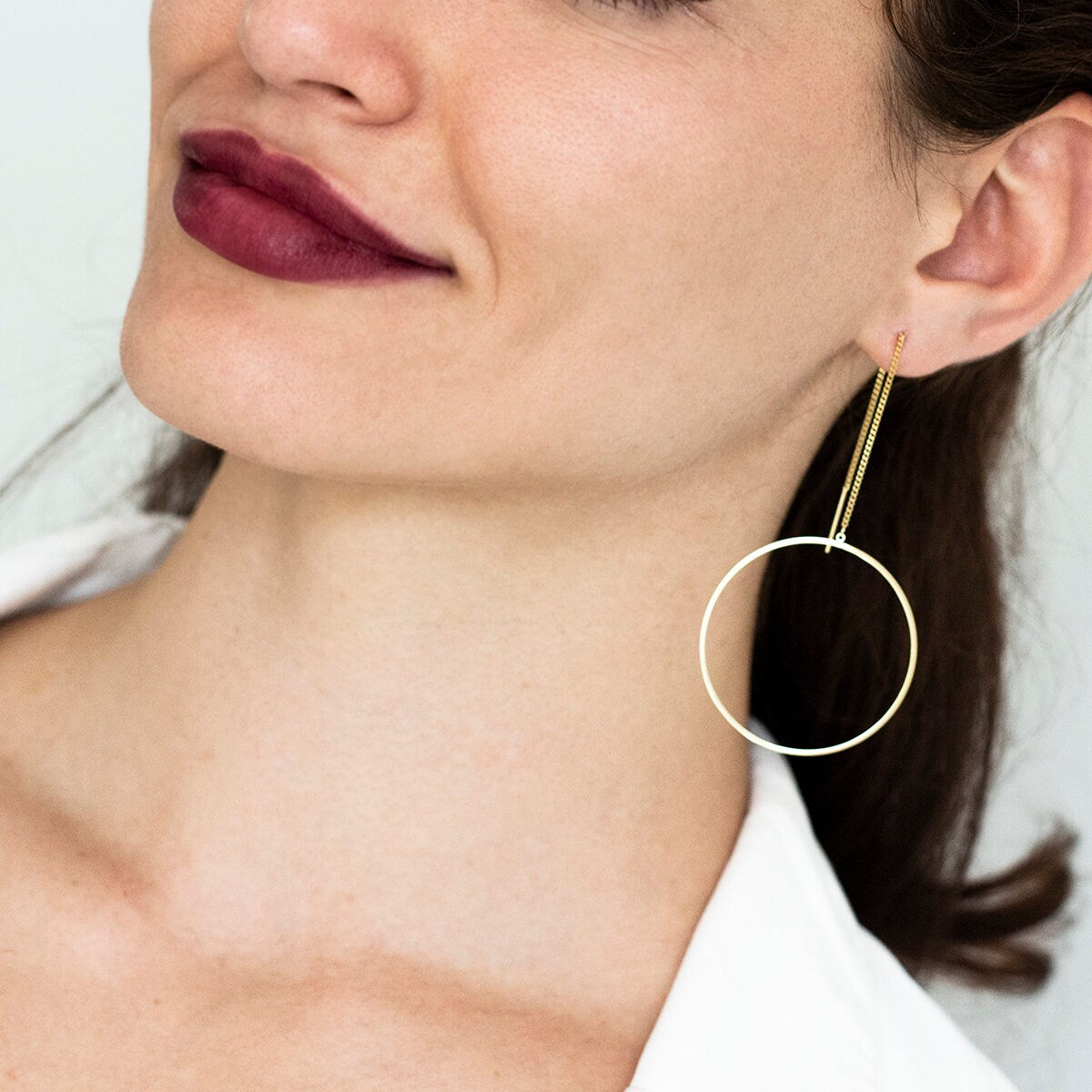 Circle Hoop Long Chain Drop Earrings