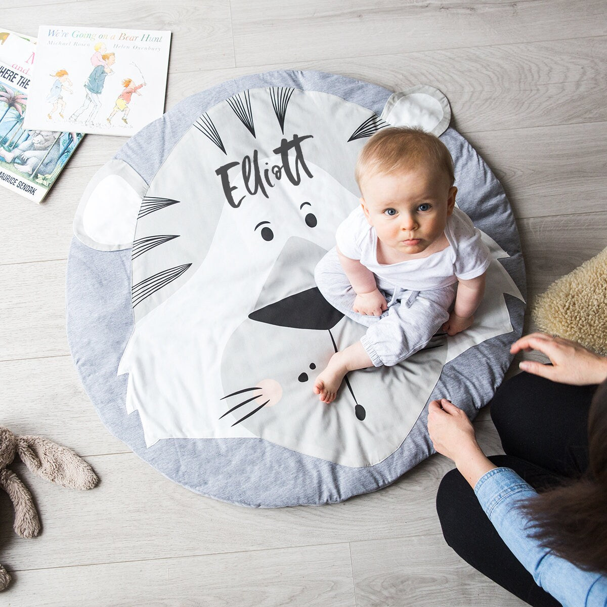 Personalised Tiger Face Baby Play Mat | Gift for Newborn Baby Boy Girl | New Baby Shower Gift | Nursery Photography Prop Play Mat