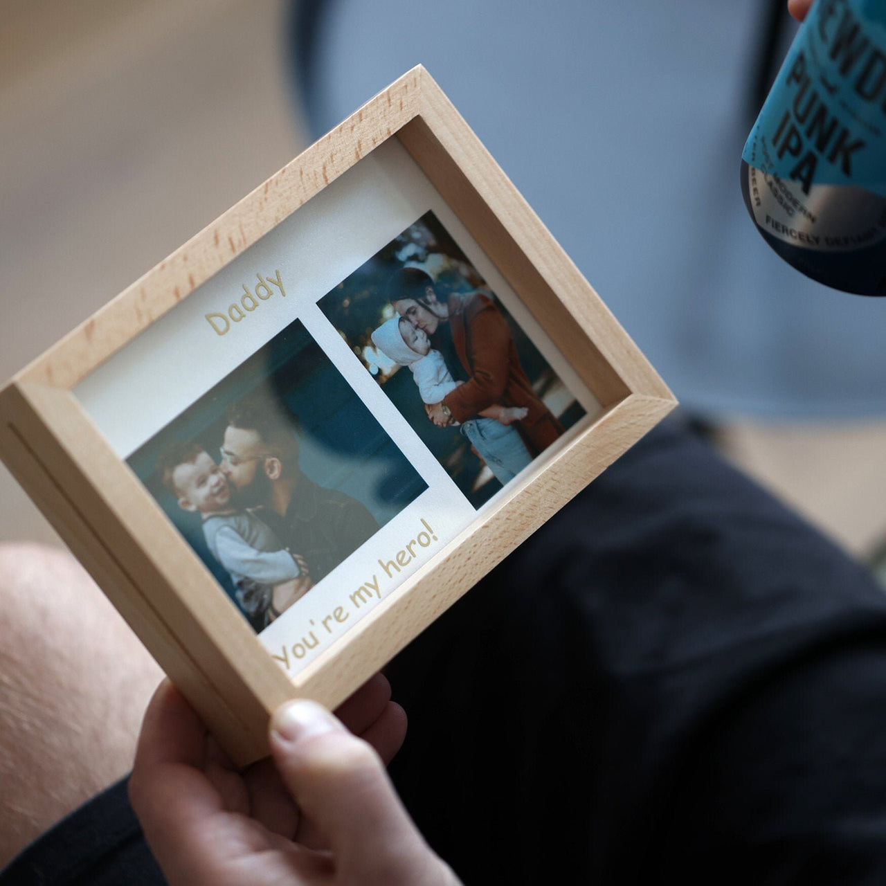 Pull Out Two Way Birch Wood Photo Display Frame