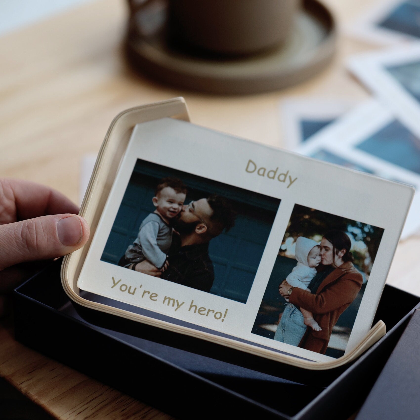 Floating Bent Birch Plywood Two Way Photo Display Frame
