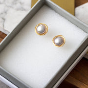 Wrapped Pearl Stud Earrings
