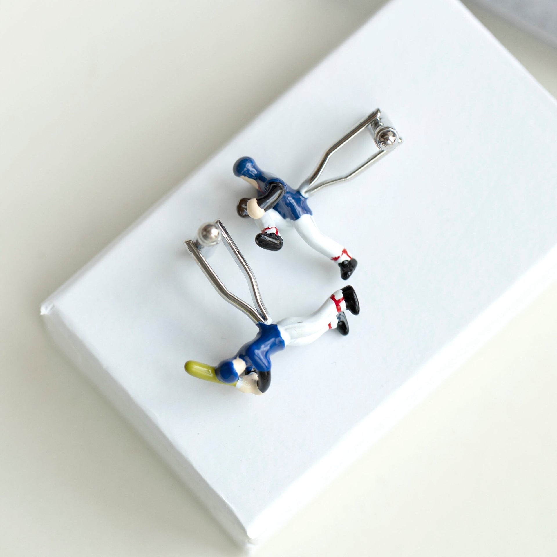 Batter and Bowler Baseball Cufflinks